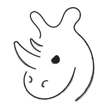 Gergedan, beyaz arka planda fırça darbeleri. Vektör illüstrasyonu.