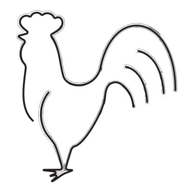 Horoz, beyaz arka planda fırça darbeleri. Vektör illüstrasyonu.