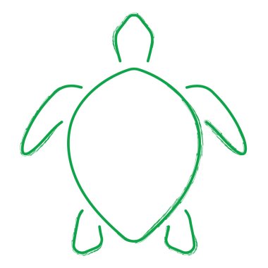 Beyaz arka planda kaplumbağa fırça darbeleri. Vektör illüstrasyonu.