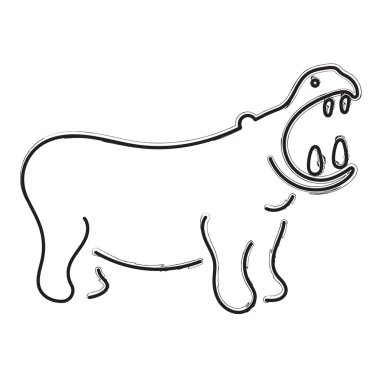 Su aygırı beyaz arka planda fırça darbeleri alır. Vektör illüstrasyonu.