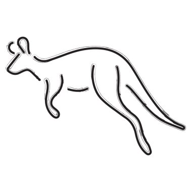 Beyaz arka planda kanguru fırça darbeleri. Vektör illüstrasyonu.