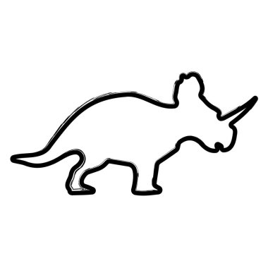 Triceratops beyaz arka planda fırça darbeleri. Vektör illüstrasyonu.