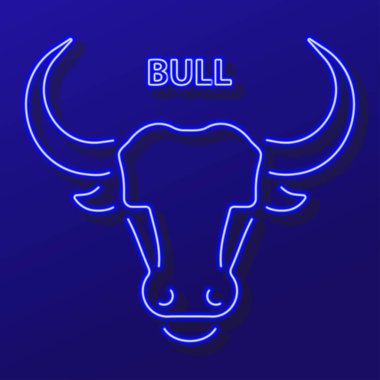 Boğa neon işareti, modern parlayan pankart tasarımı, renkli modern tasarım trendi. Vektör illüstrasyonu.