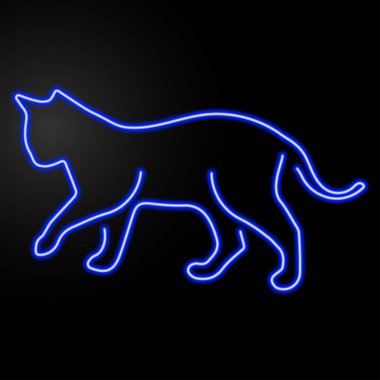 Kedi neon levhası, modern parlayan pankart tasarımı, renkli modern tasarım trendi. Vektör illüstrasyonu.