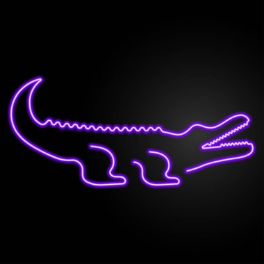 Timsah neon işareti, modern parlayan pankart tasarımı, renkli modern tasarım trendi. Vektör illüstrasyonu.