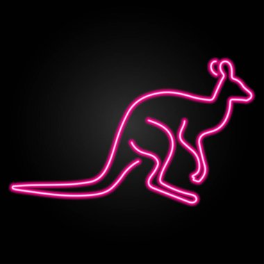 kanguru neon ışığı, modern parlayan pankart tasarımı, renkli modern tasarım trendi. Vektör illüstrasyonu.