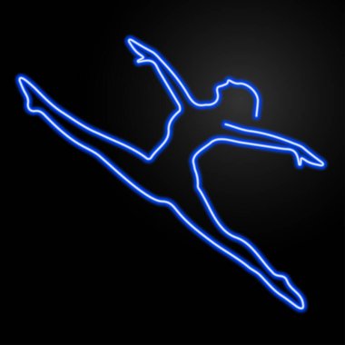 Jimnastik neon ışığı, modern parlayan pankart tasarımı, renkli modern tasarım trendi. Vektör illüstrasyonu.
