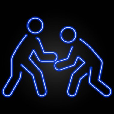 Mücadele neon ışığı, modern parlayan pankart tasarımı, renkli modern tasarım trendi. Vektör illüstrasyonu.