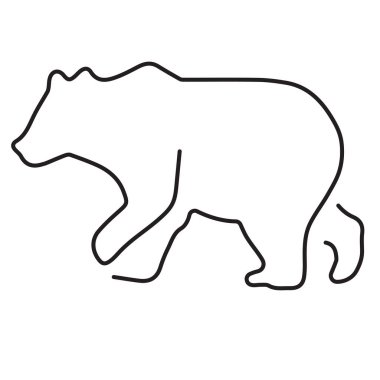 Beyaz arkaplanda izole edilmiş ayı simgesi, vektör illüstrasyonu.