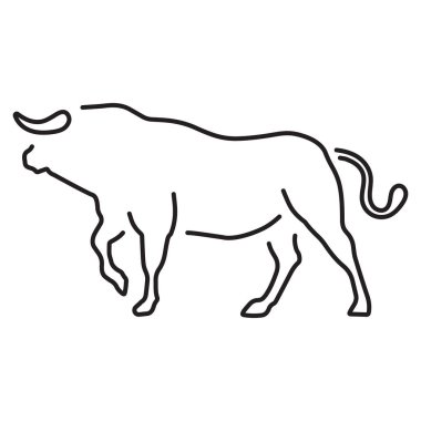 Beyaz arkaplanda izole edilmiş boğa simgesi, vektör illüstrasyonu.