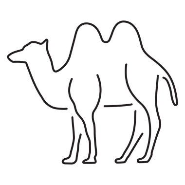 Beyaz arkaplanda izole edilmiş deve simgesi, vektör illüstrasyonu.