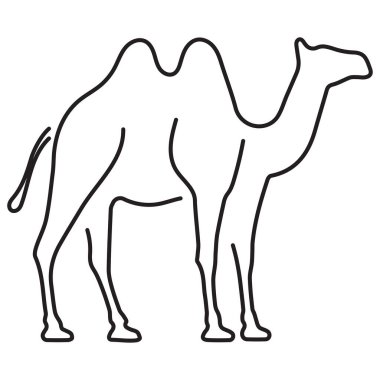 Beyaz arkaplanda izole edilmiş deve simgesi, vektör illüstrasyonu.