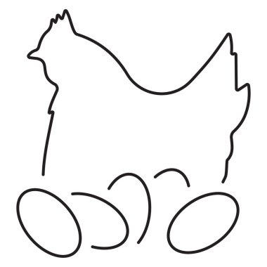 Beyaz arkaplanda izole edilmiş tavuk simgesi, vektör illüstrasyonu.