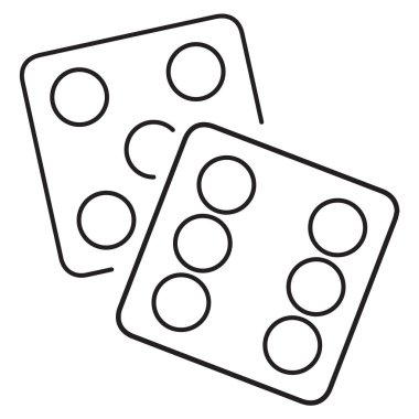 beyaz arkaplanda izole edilmiş zar simgesi, vektör illüstrasyonu.