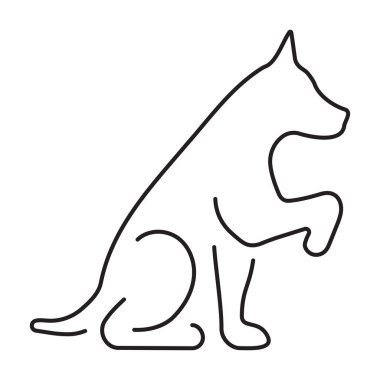 köpek simgesi beyaz arkaplanda izole edildi, vektör illüstrasyonu.