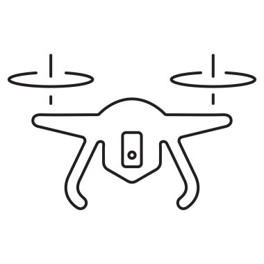 İHA simgesi beyaz arkaplanda izole edildi, vektör illüstrasyonu.