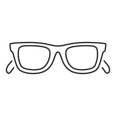 Beyaz arkaplanda izole edilmiş gözlük simgesi, vektör illüstrasyonu.