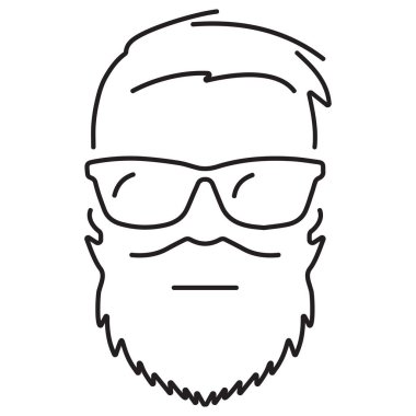 beyaz arkaplanda izole edilmiş hipster simgesi, vektör illüstrasyonu.