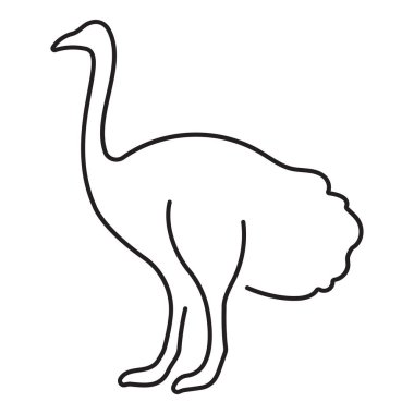 Beyaz arkaplanda devekuşu simgesi izole edildi, vektör illüstrasyonu.