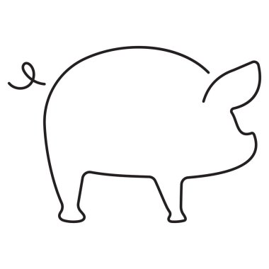 Beyaz arkaplanda izole edilmiş domuz simgesi, vektör çizimi.