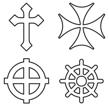 Beyaz arkaplanda siyah semboller grubu. Vektör illüstrasyonu.