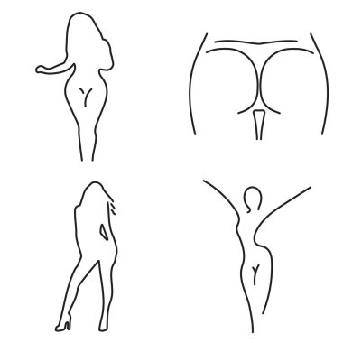 Beyaz arka planda siyahlı bir grup ikon. Vektör illüstrasyonu.