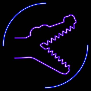 Timsah neon işareti, modern parlayan pankart tasarımı, renkli modern tasarım trendi. Vektör illüstrasyonu.