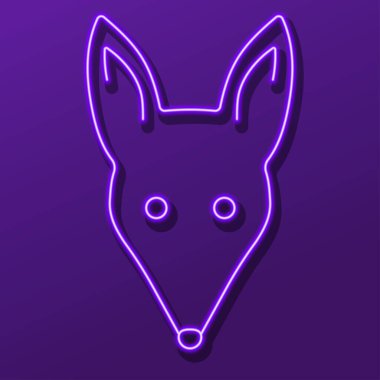 Tilki neon levhası, modern parlayan pankart tasarımı, renkli modern tasarım eğilimi. Vektör illüstrasyonu.