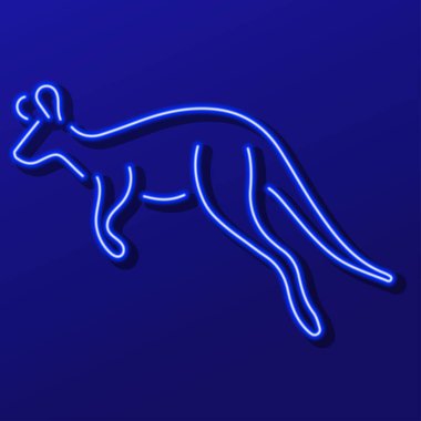 kanguru neon ışığı, modern parlayan pankart tasarımı, renkli modern tasarım trendi. Vektör illüstrasyonu.
