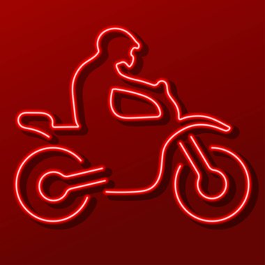 Motor sporu neon ışığı, modern parlayan pankart tasarımı, renkli modern tasarım trendi. Vektör illüstrasyonu.