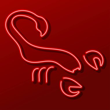 Akrep neon işareti, modern parlayan pankart tasarımı, renkli modern tasarım trendi. Vektör illüstrasyonu.