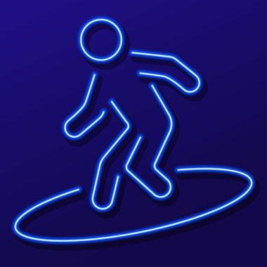 Sörf neon ışığı, modern parlayan pankart tasarımı, renkli modern tasarım trendi. Vektör illüstrasyonu.