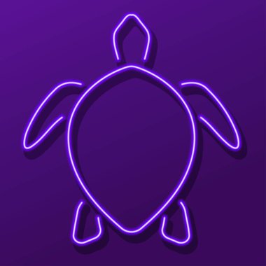 Kaplumbağa neon levhası, modern parlayan pankart tasarımı, renkli modern tasarım eğilimi. Vektör illüstrasyonu.