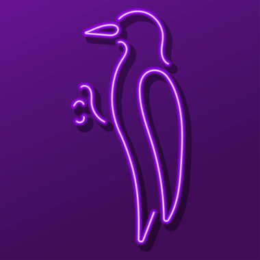 Ağaçkakan neon işareti, modern parlayan pankart tasarımı, renkli modern tasarım trendi. Vektör illüstrasyonu.