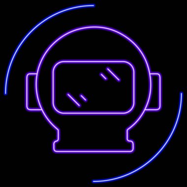 Astronot neon işareti, modern parlayan pankart tasarımı, renkli modern tasarım eğilimi. Vektör illüstrasyonu.