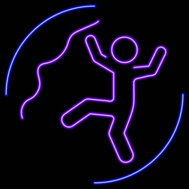 Dağcılık neon ışığı, modern parlayan pankart tasarımı, renkli modern tasarım trendi. Vektör illüstrasyonu.