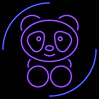 Panda neon işareti, modern parlayan pankart tasarımı, renkli modern tasarım trendi. Vektör illüstrasyonu.