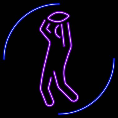 Rugby neon işareti, modern parlayan pankart tasarımı, renkli modern tasarım trendi. Vektör illüstrasyonu.