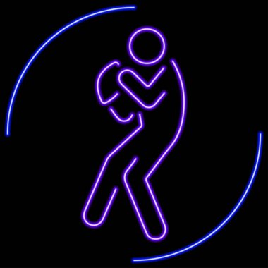 Rugby neon işareti, modern parlayan pankart tasarımı, renkli modern tasarım trendi. Vektör illüstrasyonu.