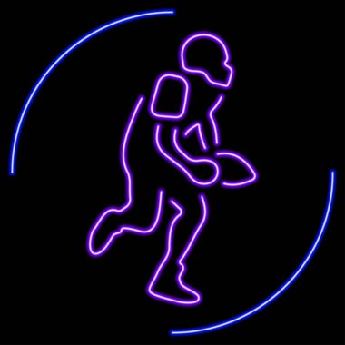 Rugby neon işareti, modern parlayan pankart tasarımı, renkli modern tasarım trendi. Vektör illüstrasyonu.