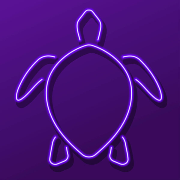 неоновая черепаха знак, современный светящийся баннер дизайн, красочные современные тенденции дизайна. Векторная иллюстрация.