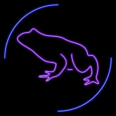 Kurbağa neon işareti, modern parlayan pankart tasarımı, renkli modern tasarım trendi. Vektör illüstrasyonu.
