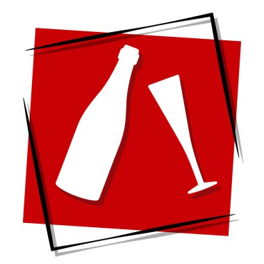 Beyaz arkaplanda izole edilmiş şampanya simgesi, vektör illüstrasyonu.