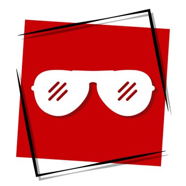 Güneş gözlüğü kırmızı afiş. Vektör illüstrasyonu.