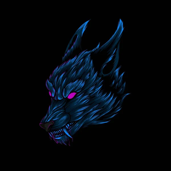 Λεπτομερής Απεικόνιση Του Μυθικού Wolf Σκοτεινή Τέχνη Μπορεί Χρησιμοποιήσει Για — Διανυσματικό Αρχείο