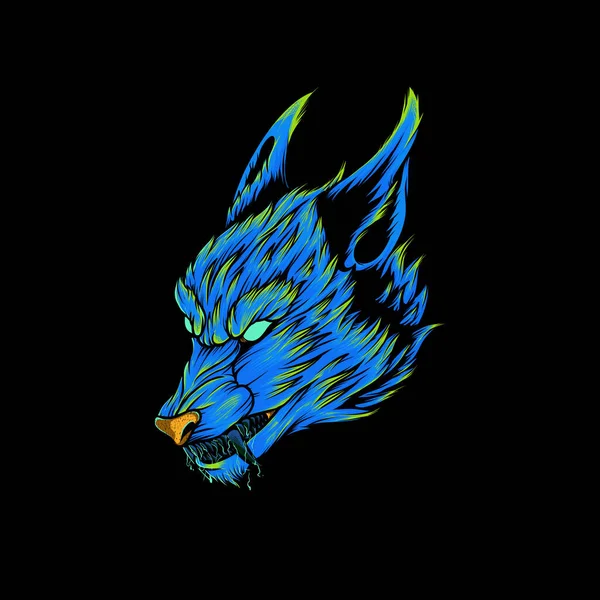 Wolf Illustration Couleur Néon Peut Utiliser Pour Modèle Conception Logo — Image vectorielle