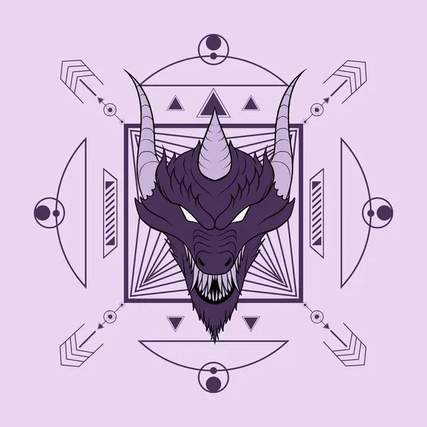 stock vector Dragon Head Illustration Artwork for Merch With Geometrical Background this design is suitable for various purposes, from design template cases, tattoos, to merchandise