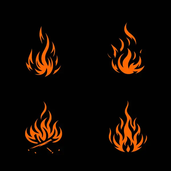 Farklı stillerde dört turuncu alev simgesi.