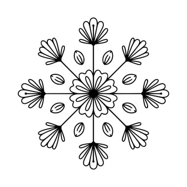 Siyah çizgi sanat vektör tarzında simetrik mandala çizimi, boyama kitapları, dekorasyon ve grafik tasarım projeleri için mükemmel