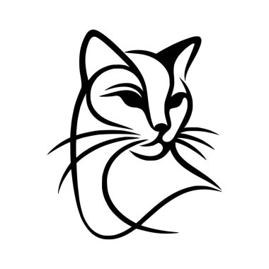 Minimalist kabile tarzı kedi portresi, dövmeler ve Cricut kesim projeleri için harika.